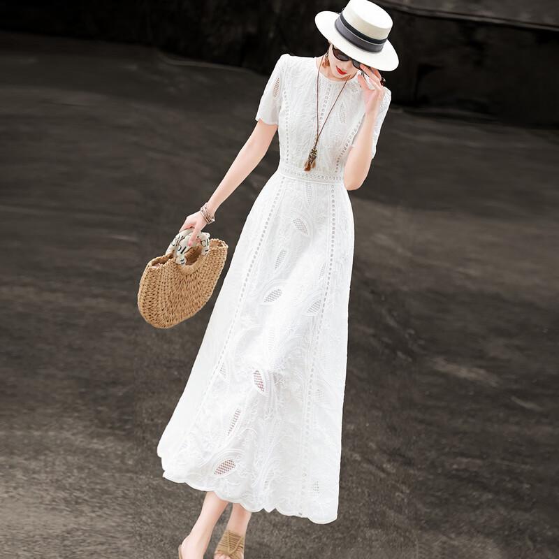 Elegant French Embroidered A-Line Dress
