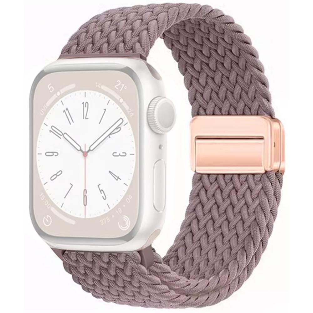 

Watch Band for Apple Watch Series 10 Ultra 9 8 7 SE 6 5 4 3 2 1 46mm 49mm 45mm 44mm 42mm Magnetic Buckle Braided Nylon Strap Smoke Purple