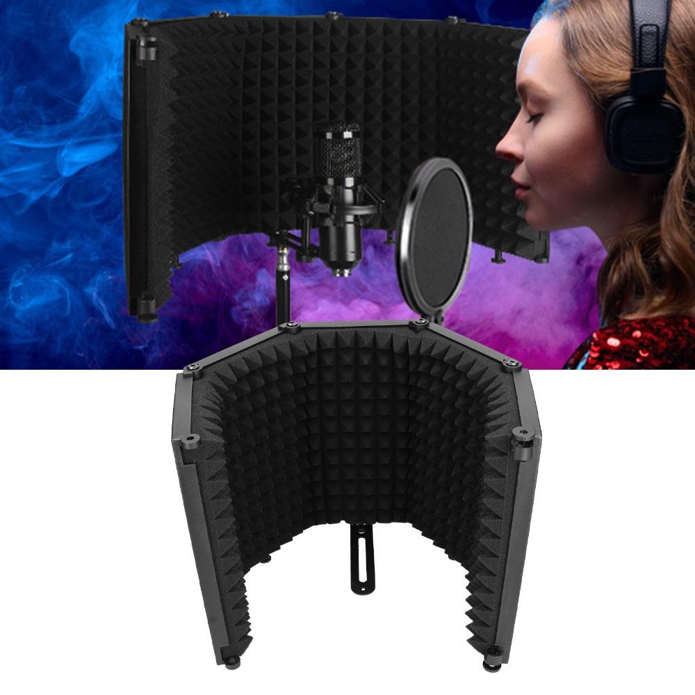 Adjustable Angles Mic Sound Absorbing Foam Reflector Portable Vocal Booth  for Studio