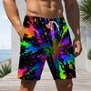 Mens Plus Size Beach Shorts Abstract Star Dripping Print Loose Drawstring Quick Dry Casual Swim Trunks For Summer Beach Surfing Daily Wear