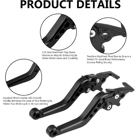 CHICIRIS Motorcycle Levers, 1 Pair CNC Aluminum Alloy Motorcycle Scooter Modification Double Disc Brake Lever (Black)