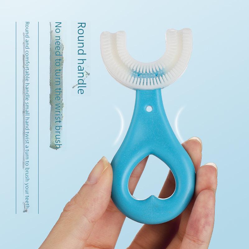 "U-Shaped Silicone Toothbrush & Toothpaste Set for Kids Ages 2-12"