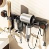 Plastic Suction Cup Hair Dryer Holder Wall Mounted Large Capacity Curling Iron Holder Movable Space Saving Blow Dryer Hanger