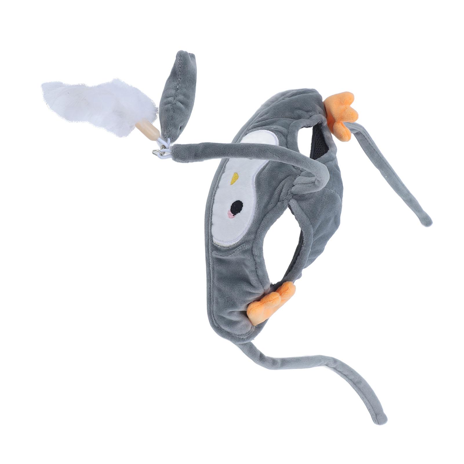 

Gray Penguin Head Wearing Funny Cat Stick Cat Wand Toy Interactive Cat Teaser Wand for 24-30cm Neck