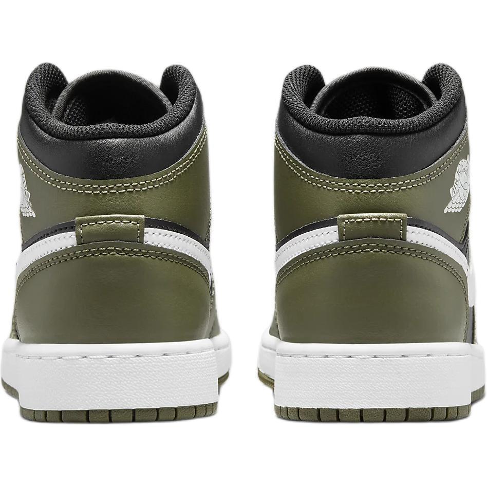 (GS) Air Jordan 1 Mid 'Black White Olive' Kids' DQ8423-092
