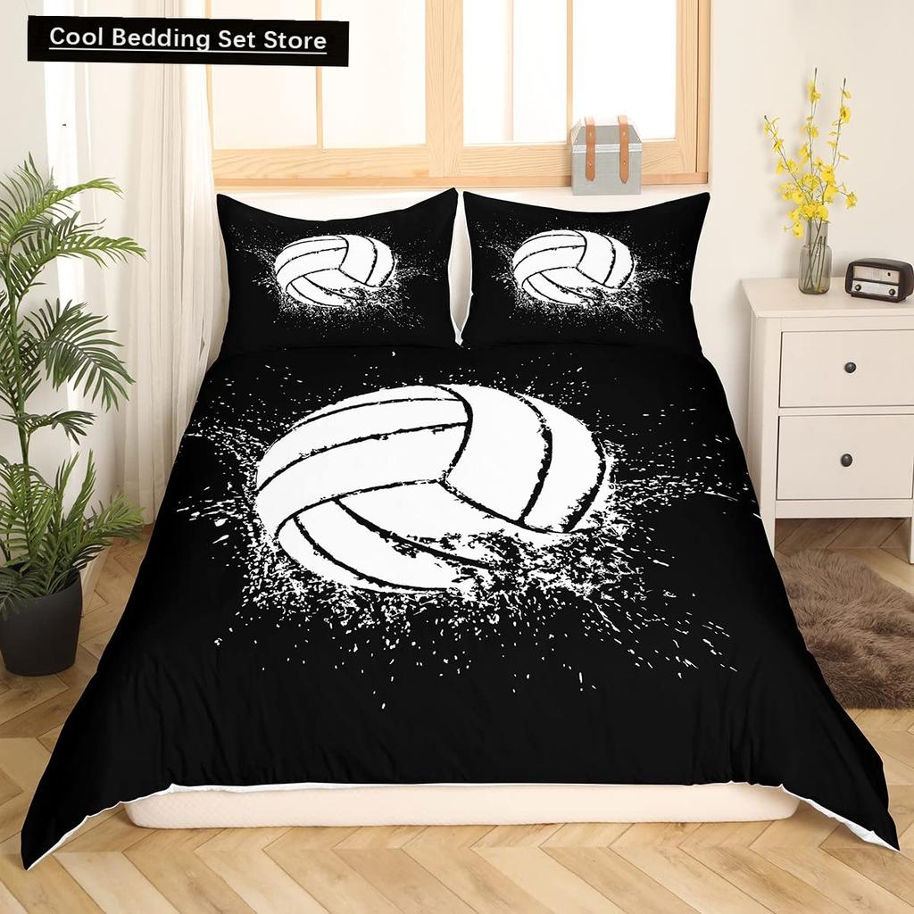 Set Lenjerie de Pat Volei Sporturi King Queen Husă de Plapumă Tematică Minge Foc și Apă Husă de Plapumă Poliester Husă de Pilotă