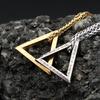 New Vintage Mobius Triangle Charm Pendant Necklaces for Men Women Stainless Steel Twisted Viking Runes Necklace Amulet Jewelry