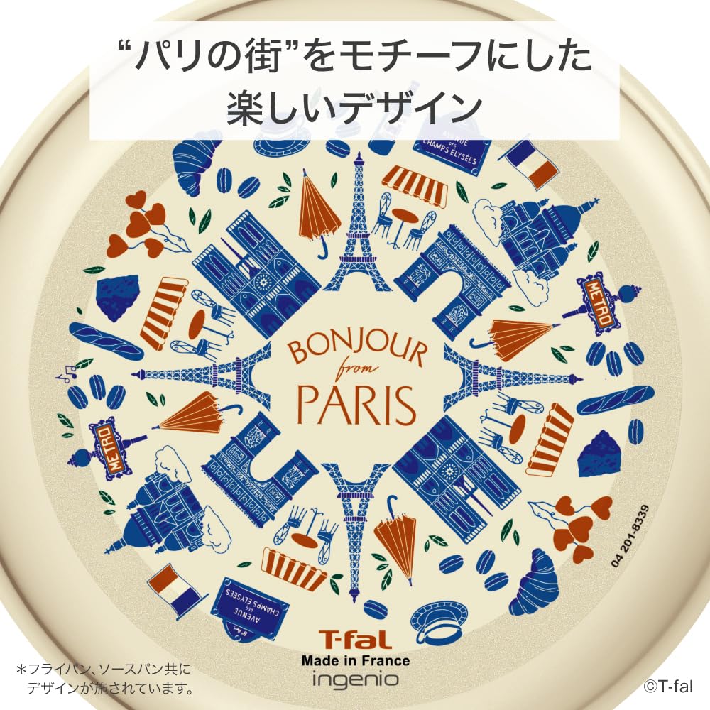 Tefal pot and frying pan set with removable for gas fire free of harmful substances such as PFOA Neo Paris ivory L61793 3-piece handles, only,