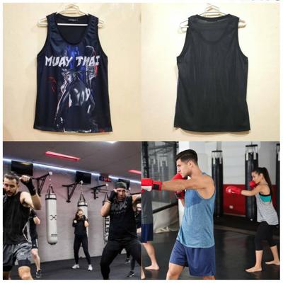 Boxen Kickboxen Muaythai Tanktop Mesh Fischnetz T-Shirt Ärmellos Bedruckt Siebdruck Unisex Männer Frauen Fitness Gewichtstraining Laufen Training