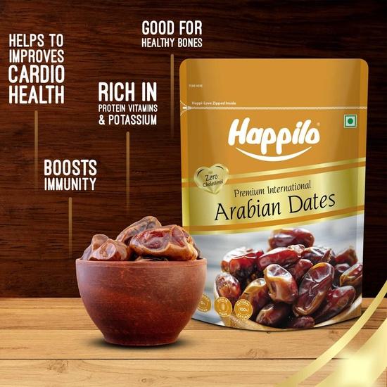 Happilo Premium Arabian Dates Pouch, 500 G