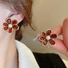 Vintage Smudging Enamel Pearl Drop Glaze Flowers Stud Earrings for Women Multi-colored Fashion Jewelry Accessories