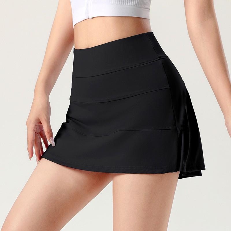 

High-waist Slimming Sports Skirt Summer Tennis Badminton Fitness Running Fashionable Yoga Pleated L Adult чёрный