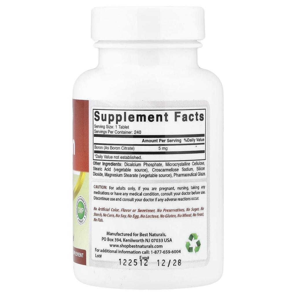 Best Naturals Boron, 5mg, 240 Tablets
