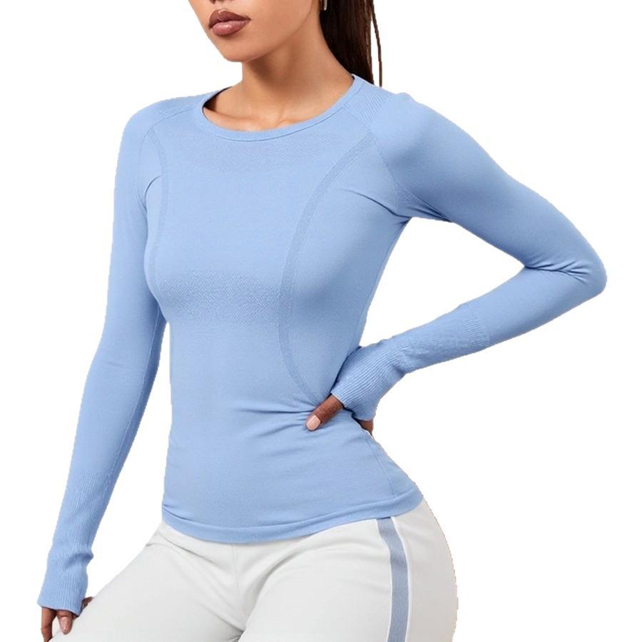 Women's Seamless Long Sleeve Yoga Top – Comfortable, Breathable, Tight-Fitting, Slimming Fitness Wear