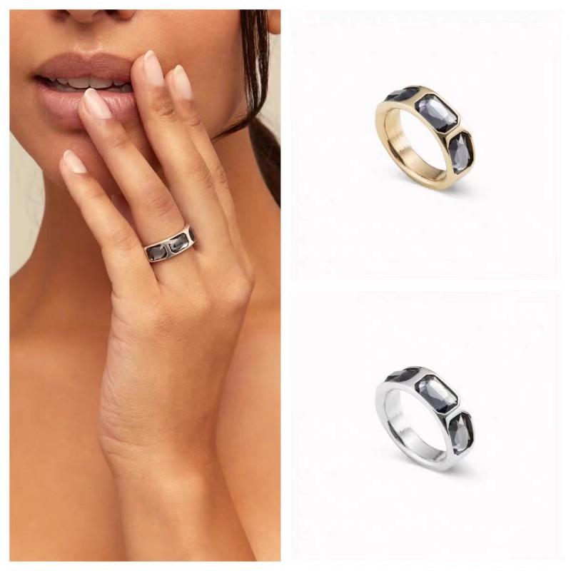 Grey crystal niche design ring female ins personality fashion