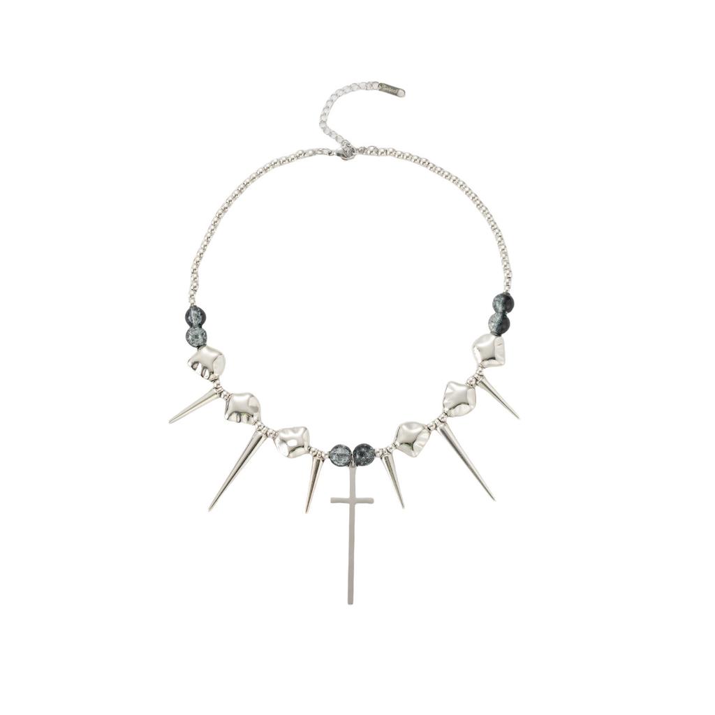 Trend Dark Exaggerated Rivets Irregular Collarbone Chain Y2K Hip Hop Cross Collar High-End Personality Necklace