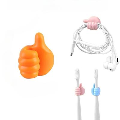 Selbstklebender Daumen-Wandhaken zum Aufhängen, Kabelklemme, Silikon-Wandhaken für Schreibtisch-Kabelmanagement, zufällige Farben