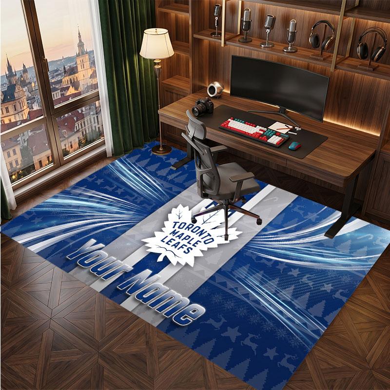 Tappeto in Cristallo Vellutato Personalizzato Toronto Maple Leafs, Tappeto Morbido Antiscivolo con Testo Nome Personalizzato per Soggiorno Camera da Letto