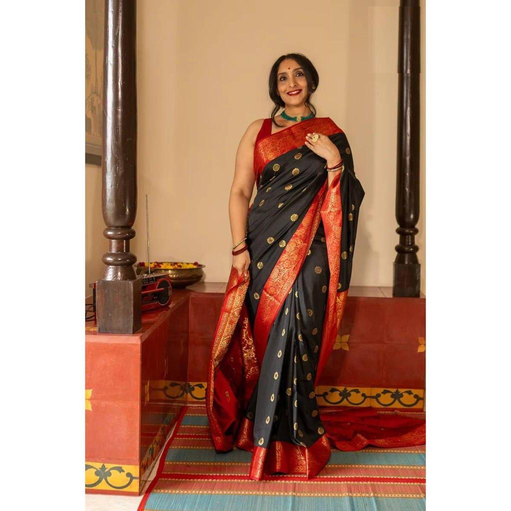 Royal Soft Lichi Silk Saree with Rich Pallu & All-Over Jacquard Work | Designer Party Wear Saree with Exclusive Jacquard Border Blouse