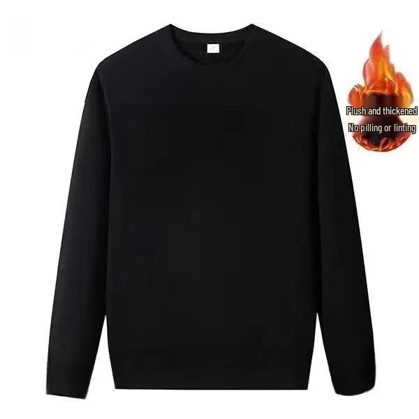Men s Double-Sided Polar Fleece Round Neck Sweatshirt - Plus Velvet, Warm, Loose-Fit, Autumn/Winter XL