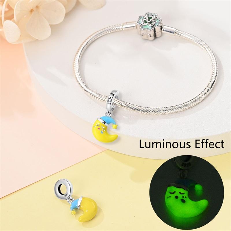 Nightglow Star Moon Pendants Fit Qikaola Bracelets Copper Creative Garden Mushroom Snail Clover Charms Diy Jewelry