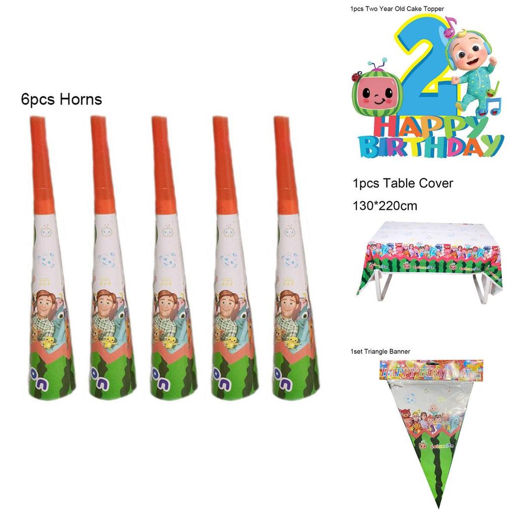 Suministros de Fiesta Coloridos de Cocomelon Para Celebraciones de Cumpleaños Infantiles Con Platos y Banderines