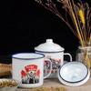 Thickened Nostalgic Enamel Cup with Cover Mug Water Cups Tea Jar  Gift
