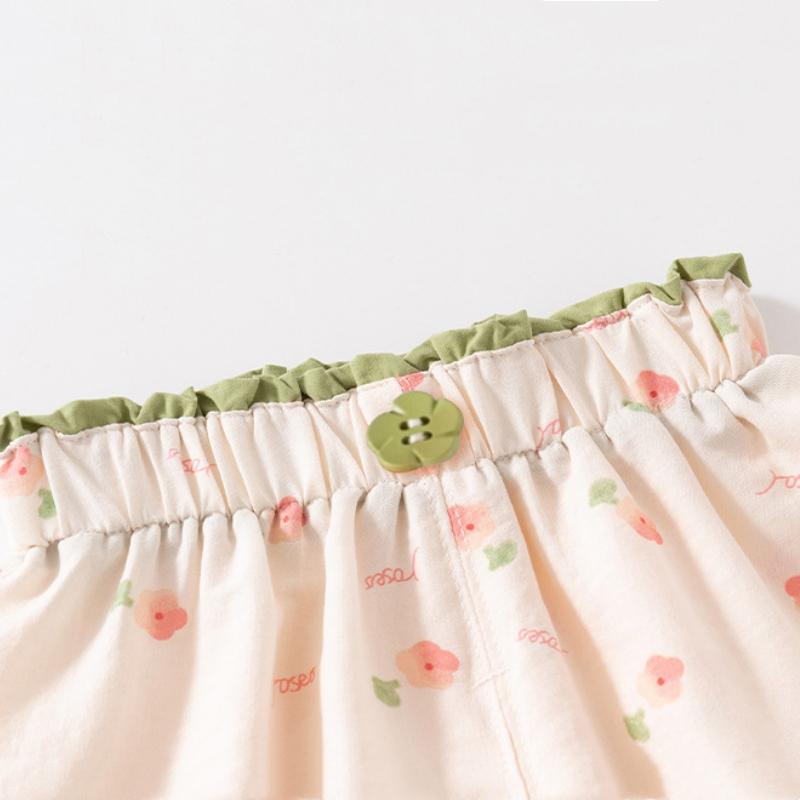 Mädchenhose Kinder Retro Floral Sommer Vielseitig Mückendichte Kleidung Geblümte Hochtaillierte Freizeithose