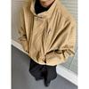 Unisex Harajuku Style Stand-up Collar Jacket - Versatile Solid Color Workwear for Spring/Autumn