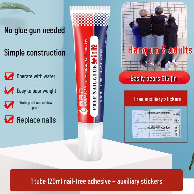 Multi-Function Adhesive Glue: Nail-Free, Strong, Ideal for Bathroom Tiles, Mirrors, and Glass.