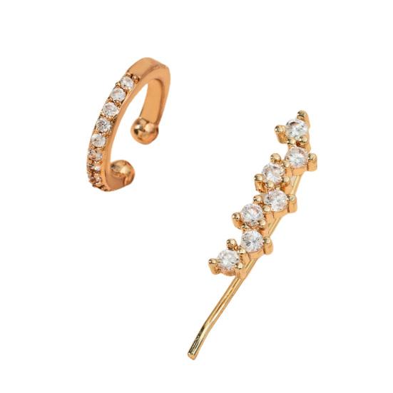 2 szt. kolczyki klipsowe w kształcie litery C, kryształki, damskie, sztuczne perły, geometria, gwiazdy, mankiety na uszy, biżuteria