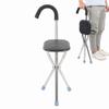 Folding Cane Stool Portable Walking Stick Chair Stainless Steel Elderly Crutch StoolBlack