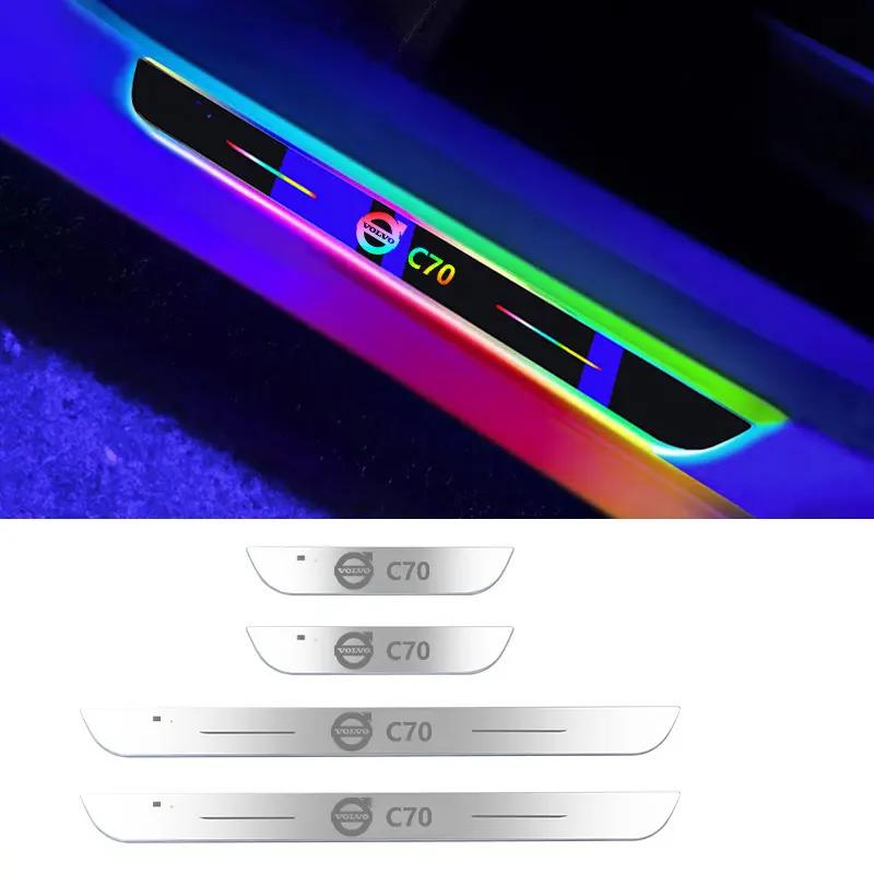 

USB Живлення Рухомі LED Педалі Привітання Накладки на Пороги Дверні Ліхтарі для Volvo CX60 CX40 CX90 V40 V50 V70 S60 AWD RDESIGN S40 S90 світло-синій колір