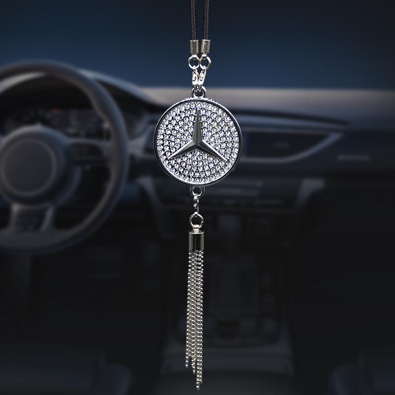 TXF4 Car Styling Metal Diamond Rear View Mirror Hanging Pendant Ornament For Mercedes Benz A C E S G Class GLC CLE CLA GLB GLS W177