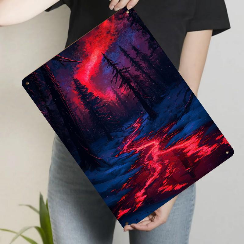

Custom Fantasy Forest Glowing River Metal Iron Painting Home Wall Decor Art Hanging 20x30cm（7.8x11.8inch）