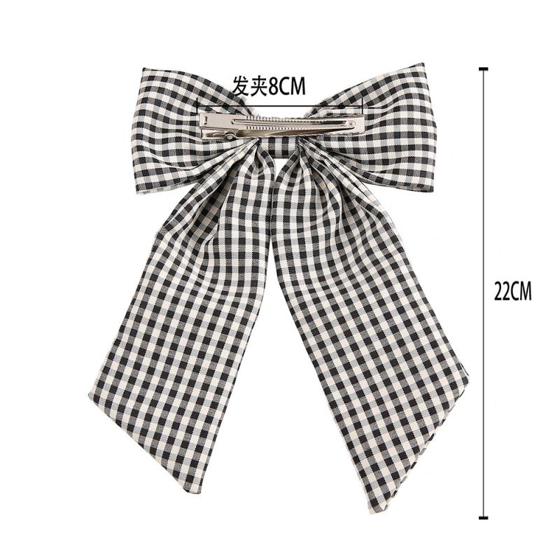 Tartan Printed Bowknot Hair Clips Girls Bow Hairgrips Lace Trim Hair Accessories Headwear