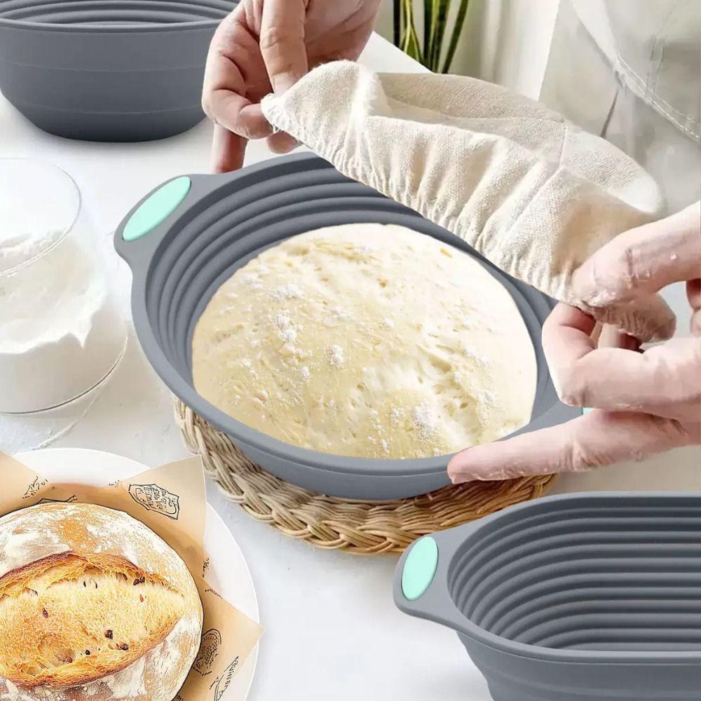 Foldable Bread Proofing Baskets Silicone Fermentation Container  Baking Tool Supplies