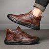 Hand-stitching Leather Men Boots Comfortable Casual Leather Shoes Men Ankle Boots