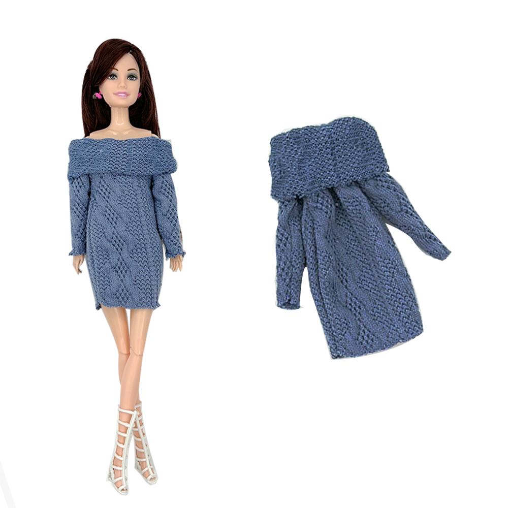4PCS Fashion Sweater Dresses for 1/6 Dolls, 11.5''/30CM Doll Accessories Knitted Winter Clothing Dressing Up Game DIY Bjd Dress
