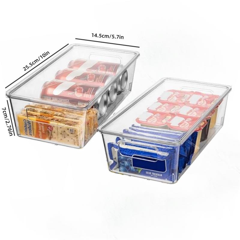 1/2 Stück Kühlschrank Organizer Behälter Stapelbare Lebensmittel Kühlschrank Aufbewahrungsbox mit Deckeln Klarer Kunststoff Lebensmittel Gefrierschrank Vorratskammer Küchenorganizer