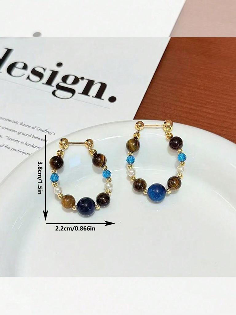 Vintage Pearl Niche Design Sense High-End Luxury Contrast Color Beaded Earrings For Women, Autumn