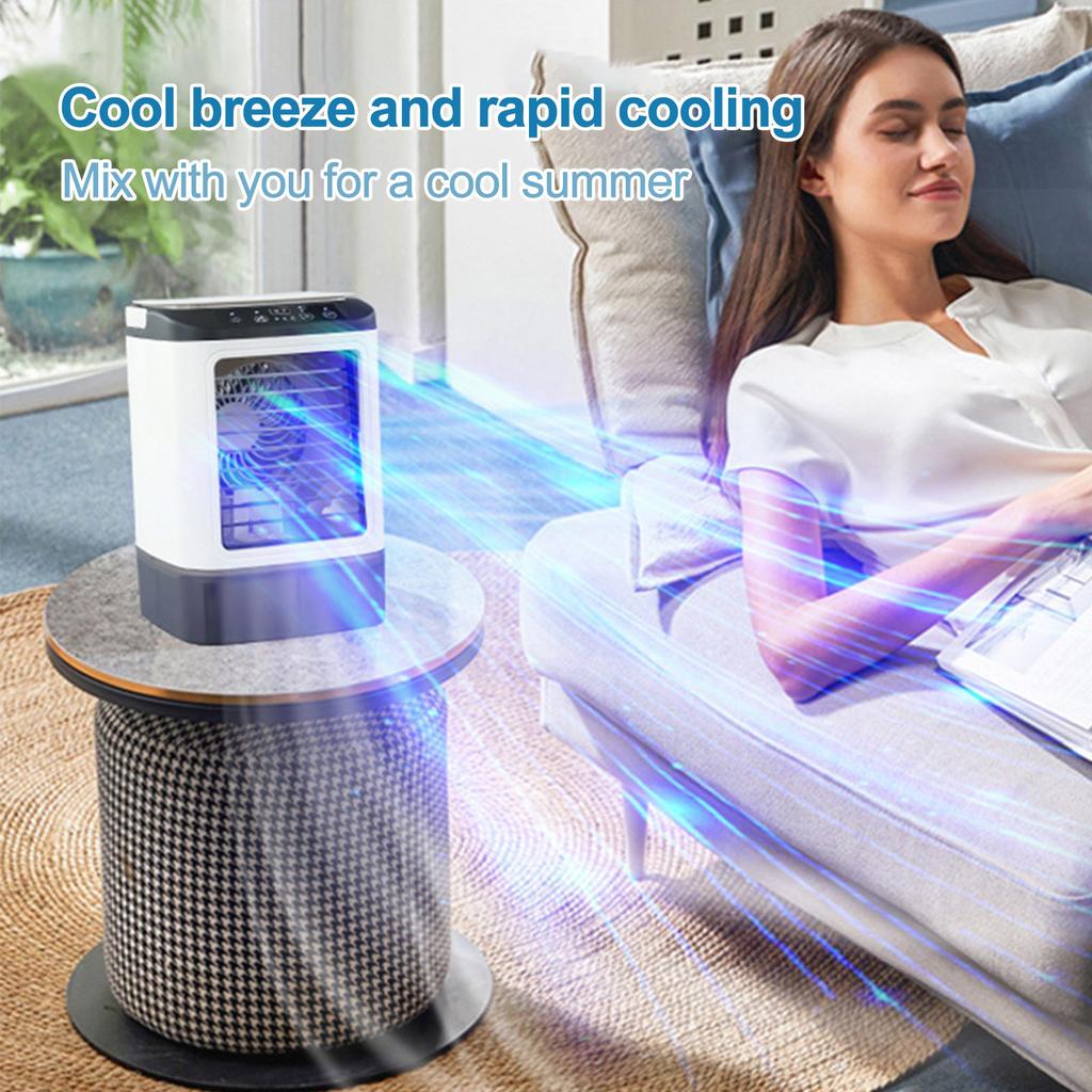 Přenosný kondicionér atmosféry s 900 ml velkou nádržkou na vodu, dvojitým rozprašovačem a 7 barevnými světly, osobní kondicionér atmosféry na psací stůl v ložnici