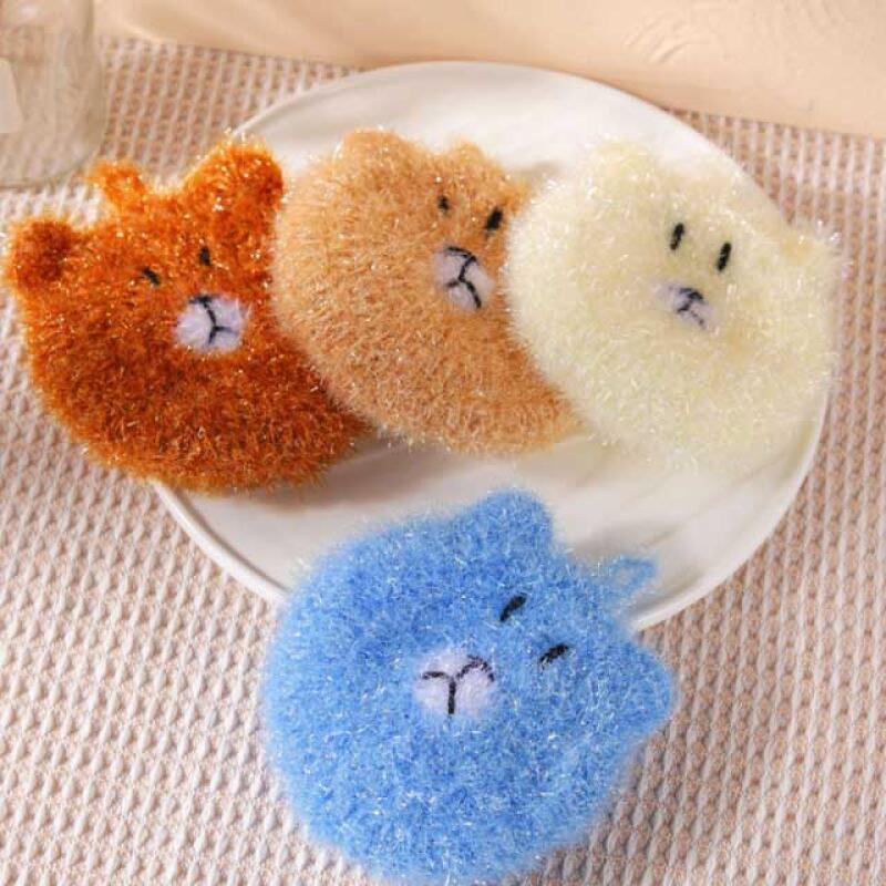 Teddy Bear Dishcloth Acrylic Hand-knitted Dishcloth Set of 4