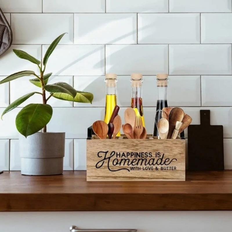 1 szt. Drewniane pudełko do przechowywania noży, widelców, łyżek, pudełko do przechowywania w gospodarstwie domowym, kuchni, na biurko, do kawiarni, pudełko do przechowywania różnych przedmiotów