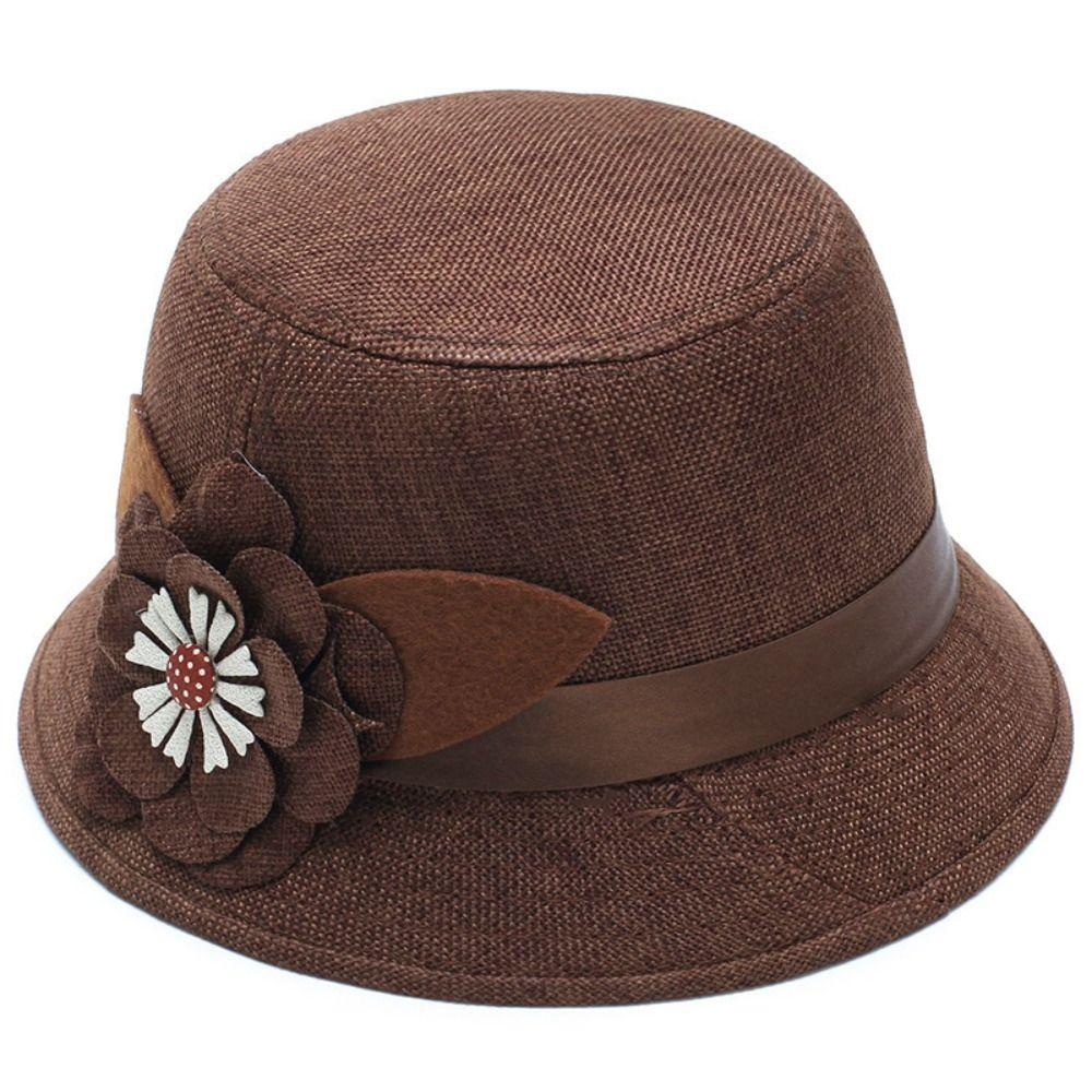 Linen Material Fedora Hat Floral Design Bowler Hat Vintage European Bucket Hat  Formal Events