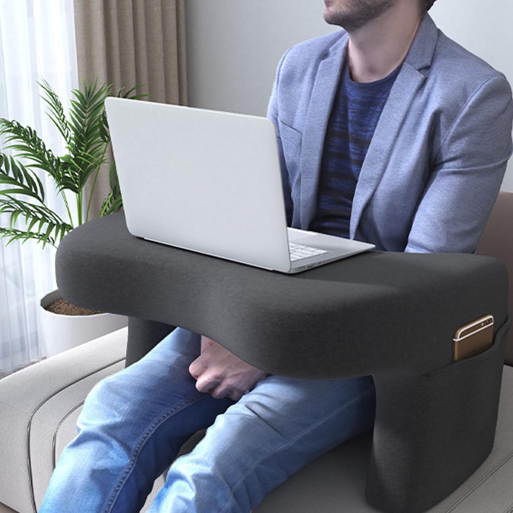 Armrest Gaming Pillow Memory Foam Lap Desk Pillow Reading Gaming Pillow with Pockets for Sofa and Bed