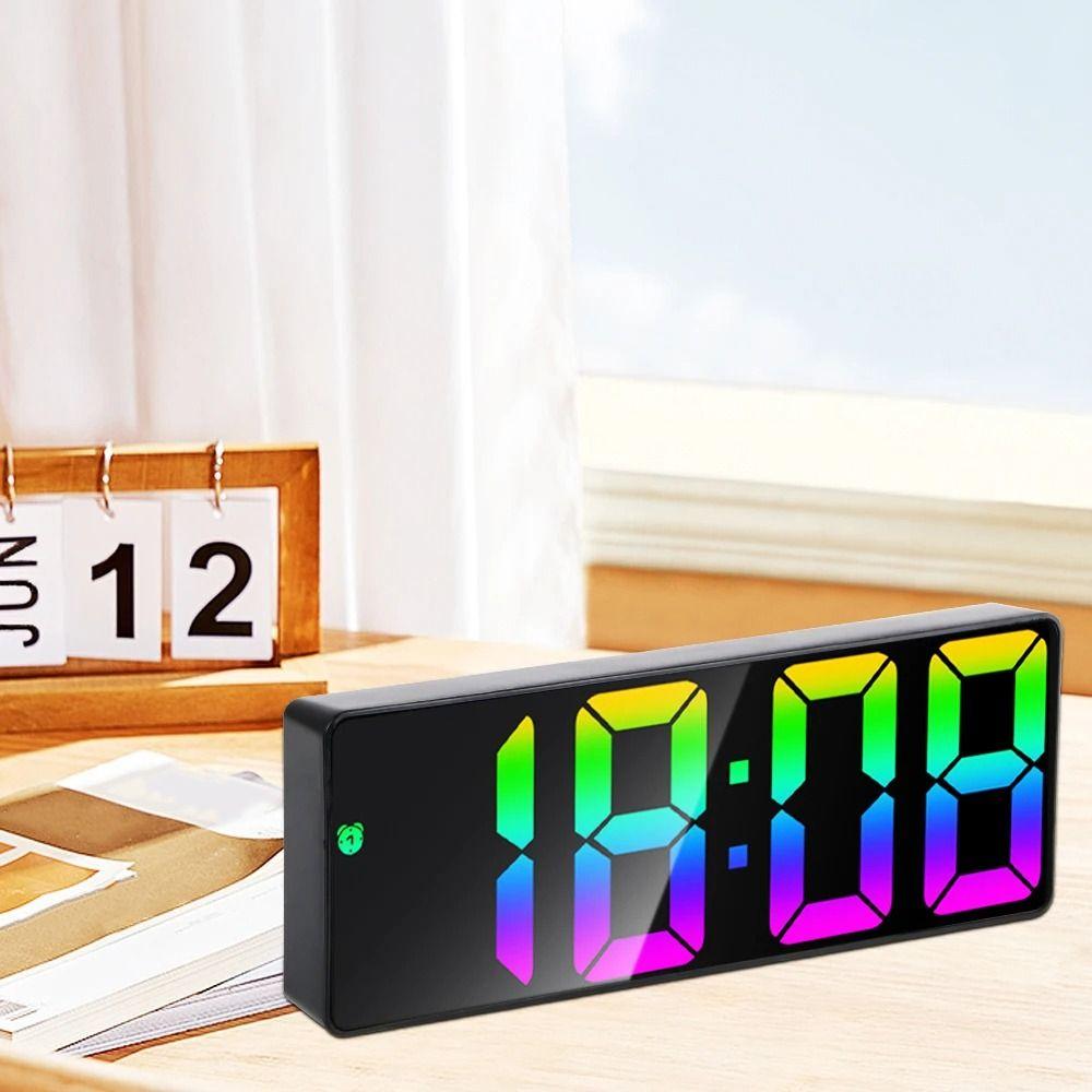 Temperature/Date Display Digital Alarm Clock Luminous Mirror LED Digital Clock Home Decor