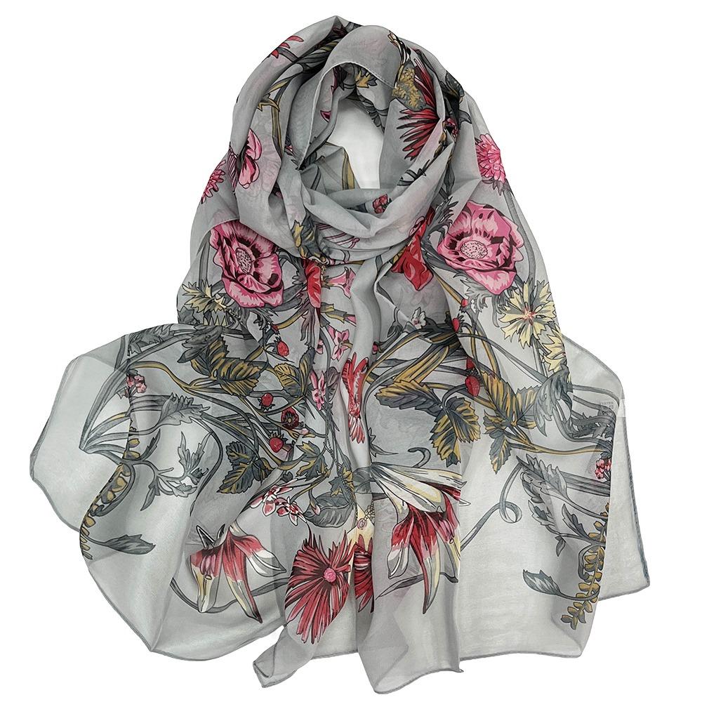 Sun-Resistant Silk Scarf Breathable Long Wraps Durable Bandana for Women