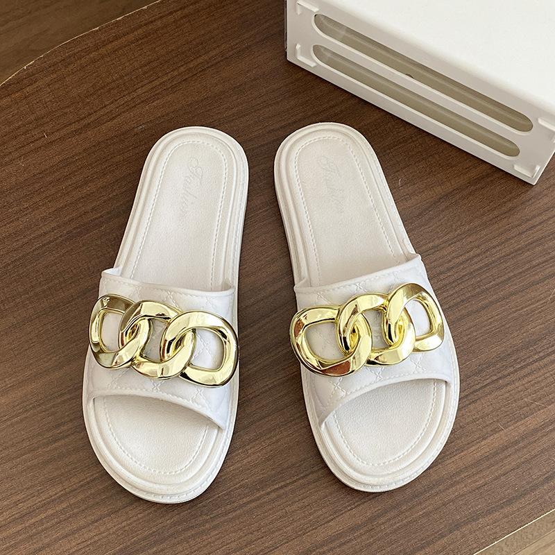 Fashion Fashion Internet Celebrity Korean Version of Summer Outer Slippers Women Thick Bottom One-word Drag Non-slip Beach Cool Slippers