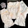 Cream Pink Polka Dot Ice and Snow Silk Casual Loungewear Short-sleeved Trousers Short Hanging Shorts Four-piece Set Sweet French